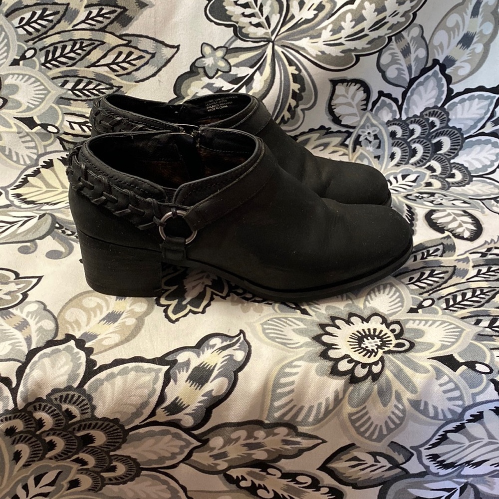 Black leather ankle boots